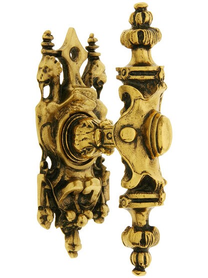Pembridge Cabinet Knob With Griffin Back Plate in Satin 24k Gold.